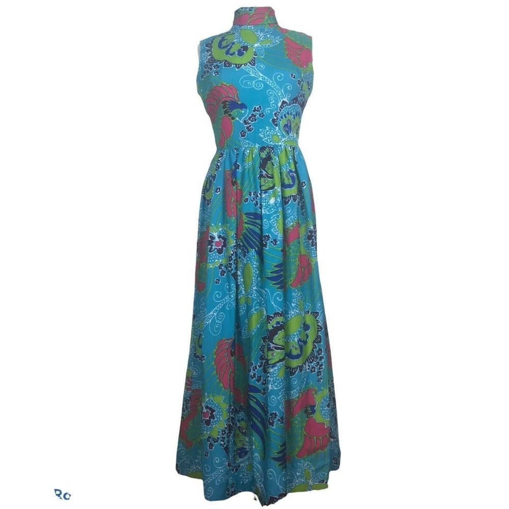 Vintage John Meyer Maxi Dress 12 Blue Floral